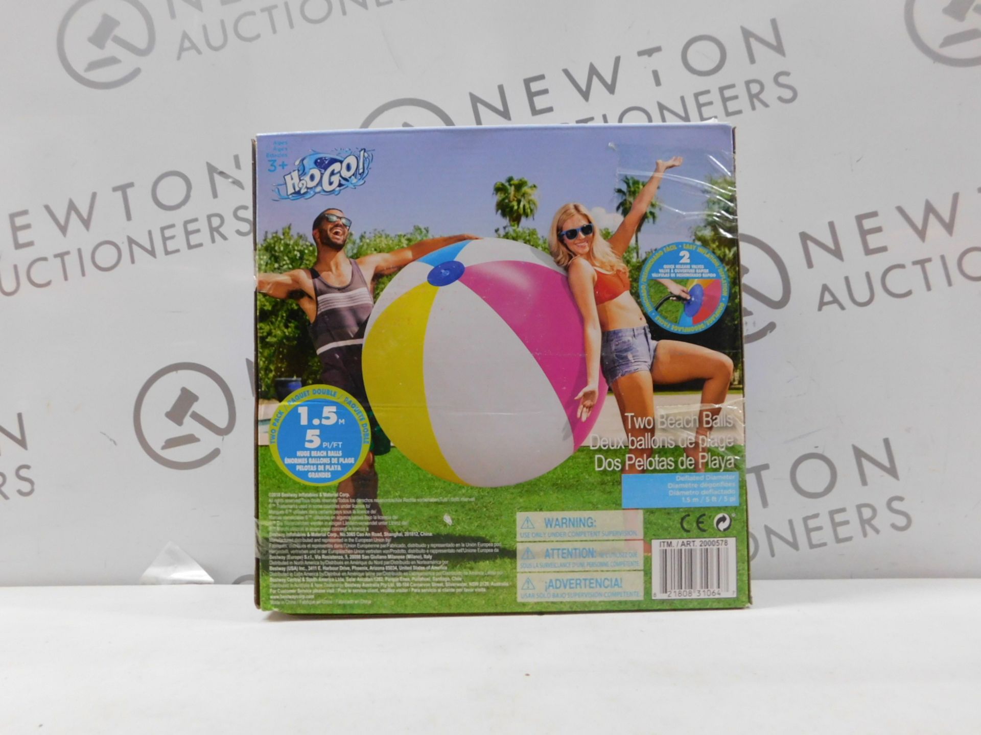 1 BRAND NEW BOXED SET OF 2 BESTWAY 60" H2O GO INFLATABLE BEACH BALLS RRP Â£19.99