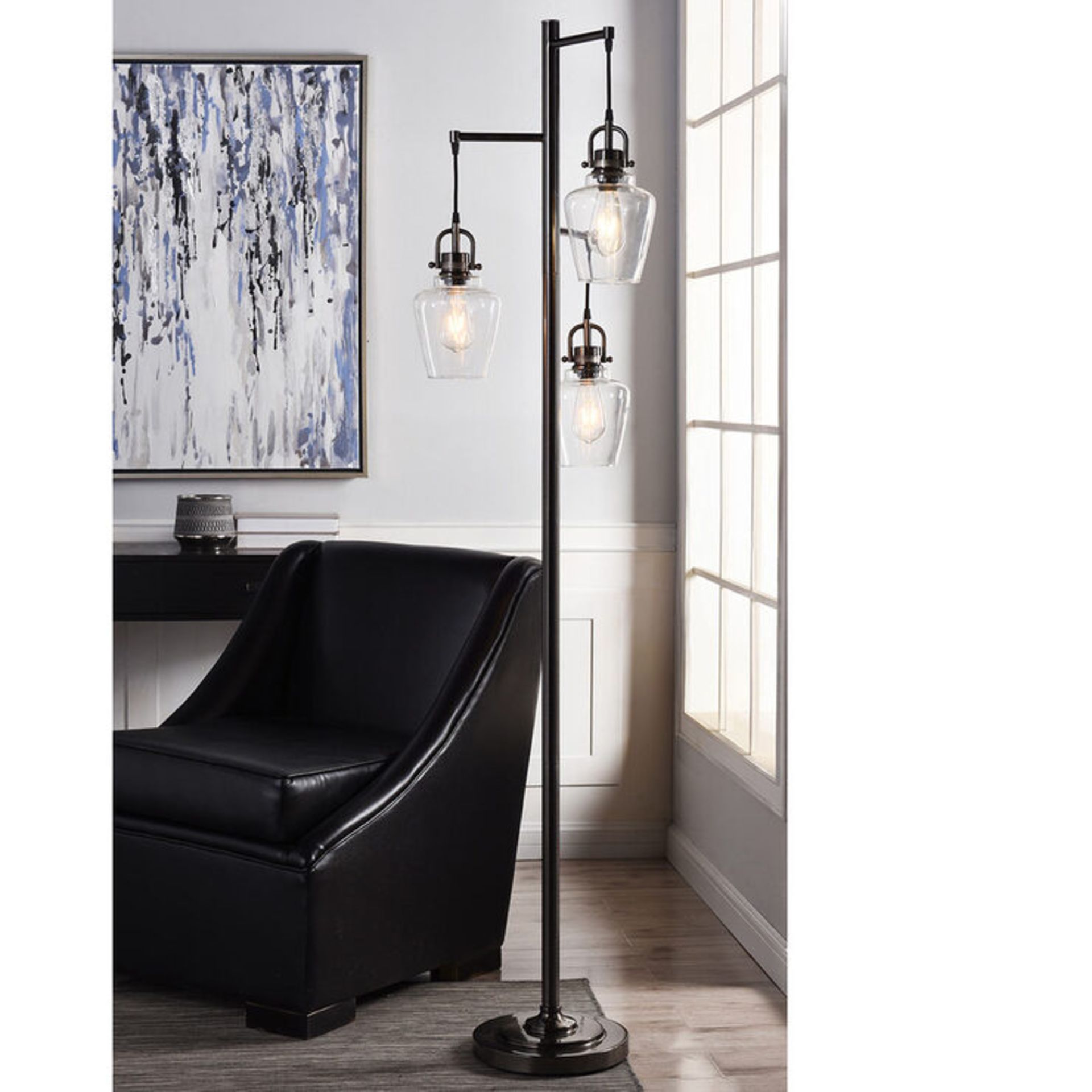 1 STYLECRAFT BASIA 3 ARM NICKEL FLOOR LAMP RRP Â£89