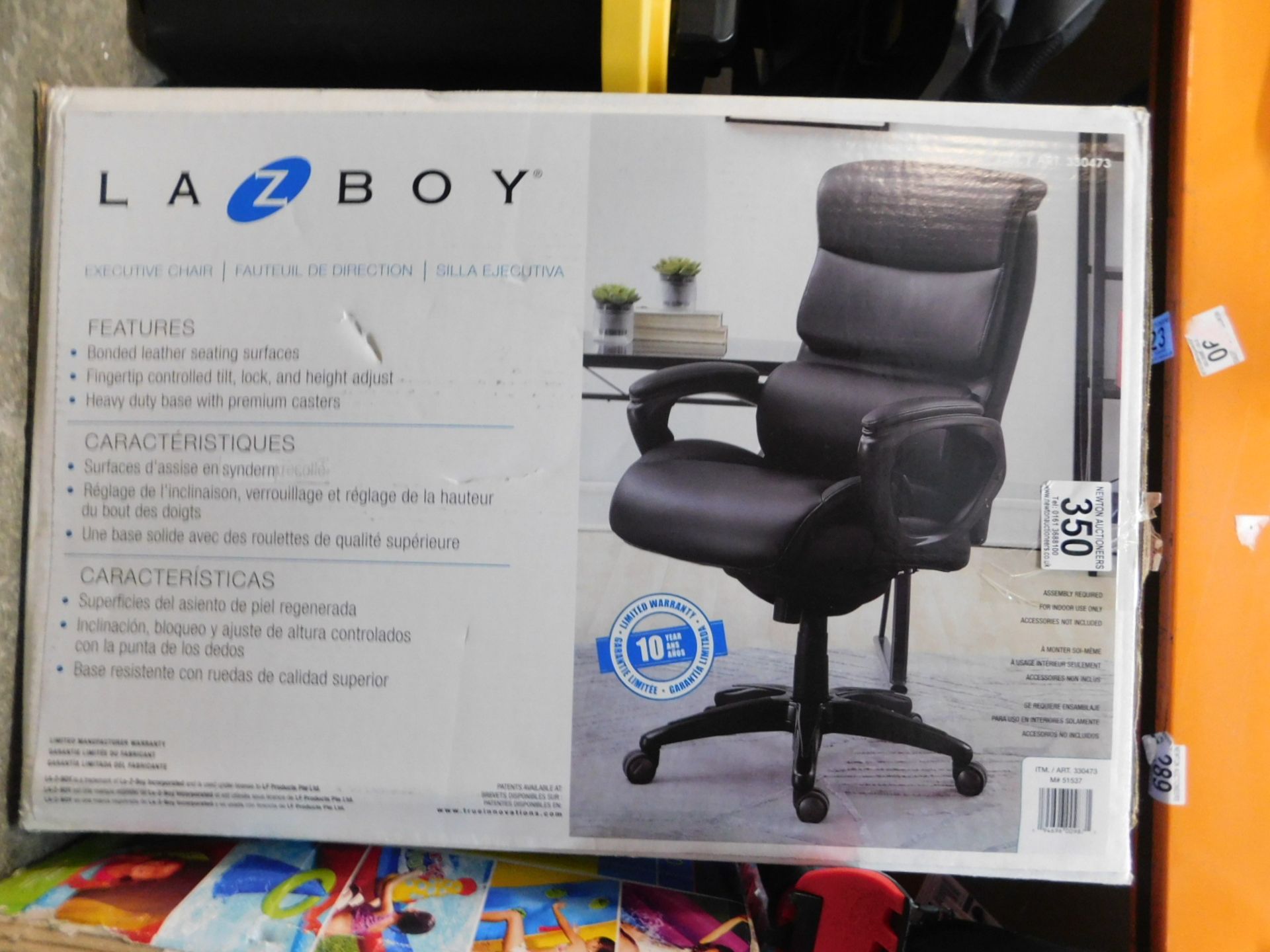 1 BOXED LA-Z-BOY AIR EXECUTIVE BLACK BONDED LEATHER OFFICE CHAIR RRP Â£299