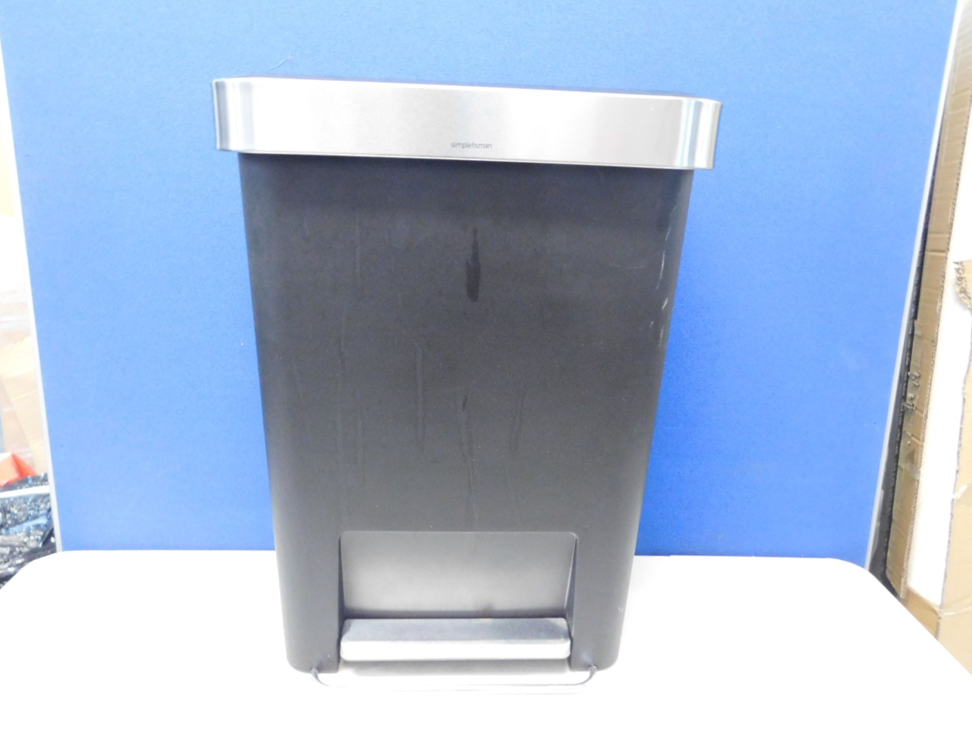 1 SIMPLEHUMAN 45L GREY RECTANGULAR PLASTIC PEDAL BIN RRP Â£44.99