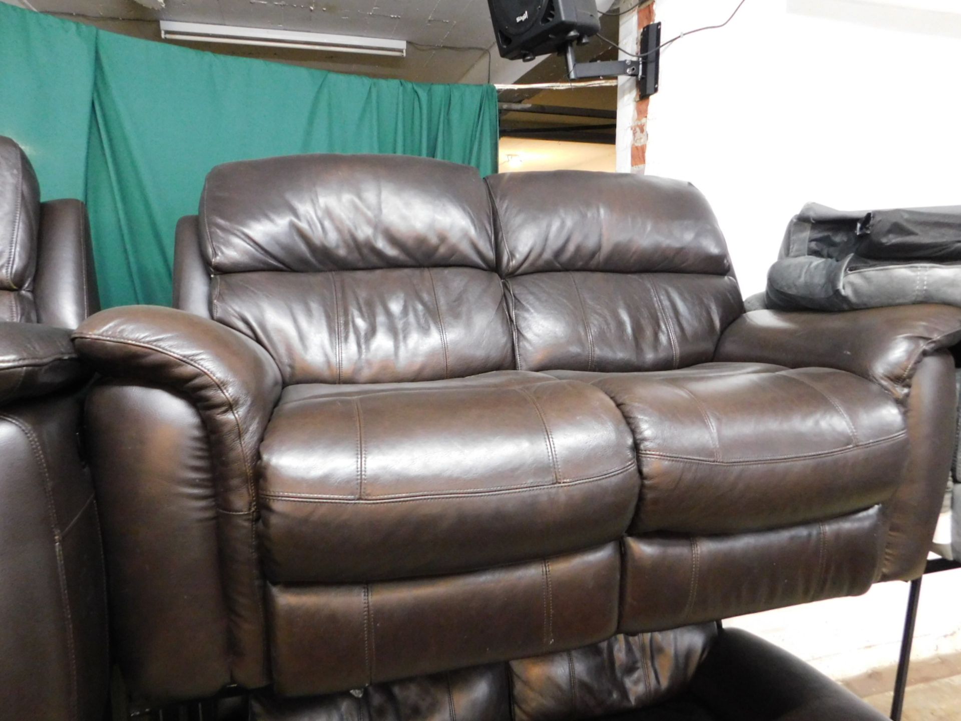 1 PULASKI DARK BROWN 2 SEATER LEATHER MANUAL RECLINER SOFA RRP Â£799