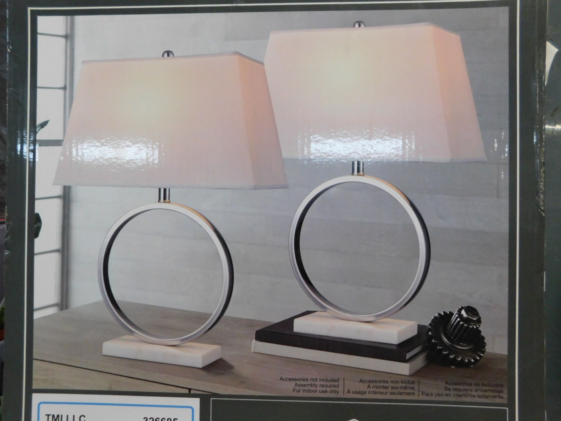 1 BOXED PAIR OF BRIDGEPORT DESIGNS MARBLE TABLE LAMPS RRP Â£119