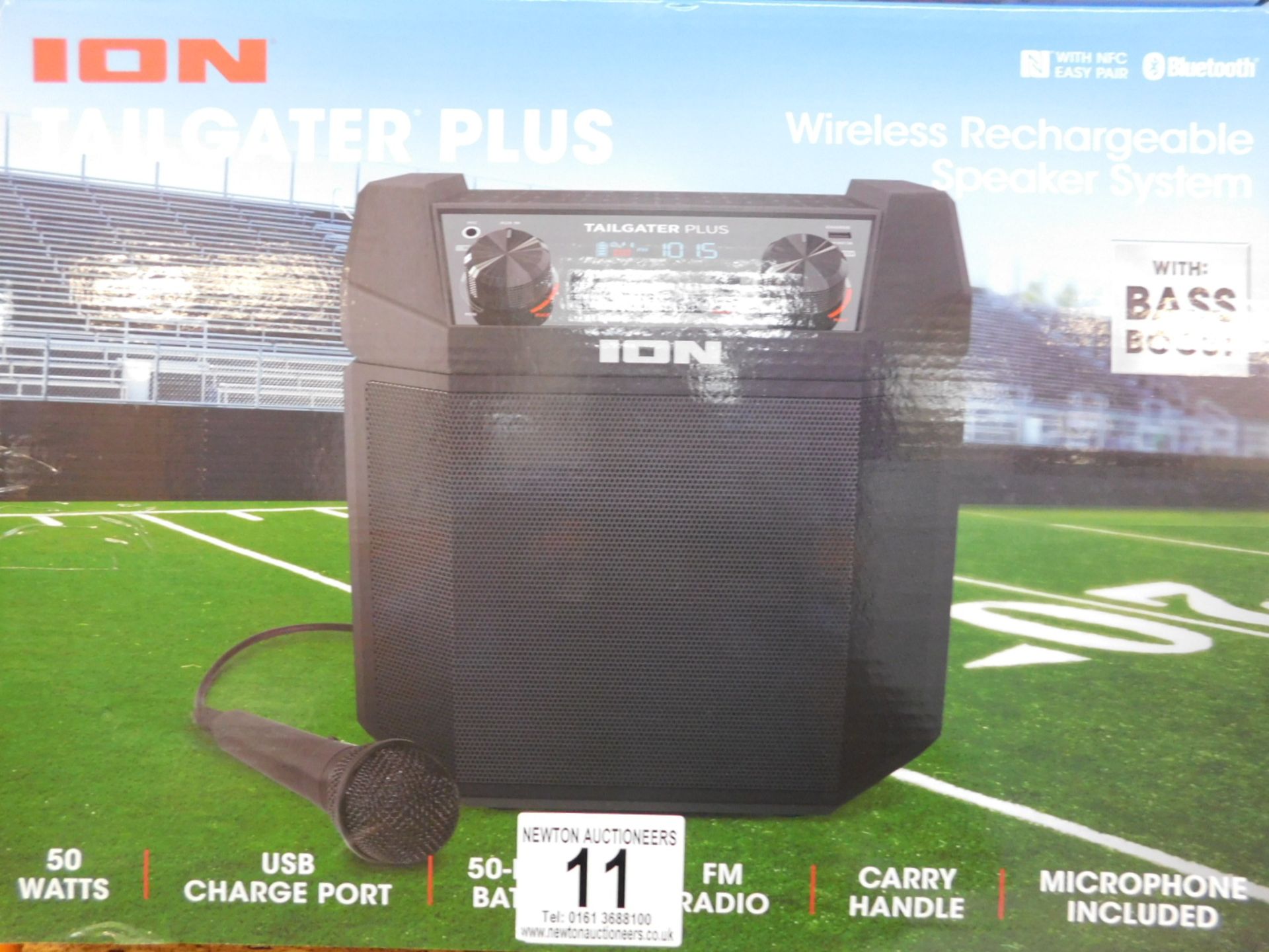 1 BOXED ION TAILGATER PLUS WIRELESS RECHARGEABLE PORTABLE SPEAKER SYSTEM RRP Â£129 (TESTED