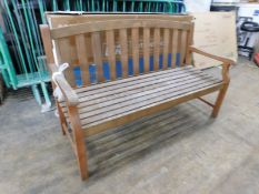 1 WOODEN GARDEN 3 SEATER BENCH 150 X 60 X 90 CM RRP Â£199