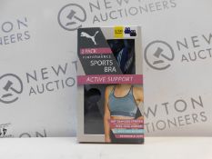 1 BOXED 2PK PUMA WOMEN'S PERFORMANCE SEAMLESS SPORTS BRA SIZE SMALL RRP Â£29.99