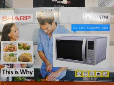 1 BOXED SHARP R-322STM 25L STAINLESS STEEL SOLO MICROWAVE OVEN RRP Â£149.99