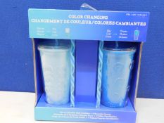 1 BOXED COLOUR CHANGING DOUBLE WALL INSULATED 2 PACK TUMBLERS WITH 4 STRAWS RRP Â£19.99