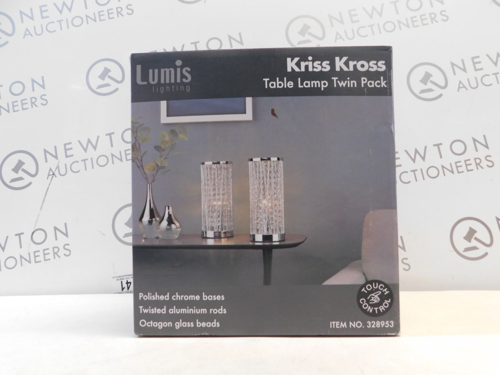 1 BOXED SET OF 2 LUMIS LIGHTING KRISS KROSS TABLE LAMPS RRP Â£39