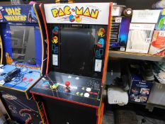 1 ARCADE 1UP PAC-MAN GAMING MACHINE WITH RISER AND CHARGER RRP Â£399 (NOT POWERING ON)