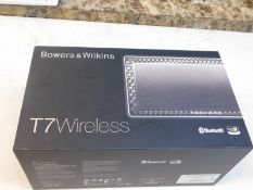 1 BOXED BOWERS AND WILKINS T7 WIRELESS BLUETOOTH SPEAKER RRP Â£239.99 (POWERS ON/WORKS)