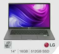 1 BOXED LG Gram 14Z90N-V.AA75A1, I7-1065G7, 16GB RAM, 512GB SSD, 1080P DISPLAY,, WITH CHARGER. RRP