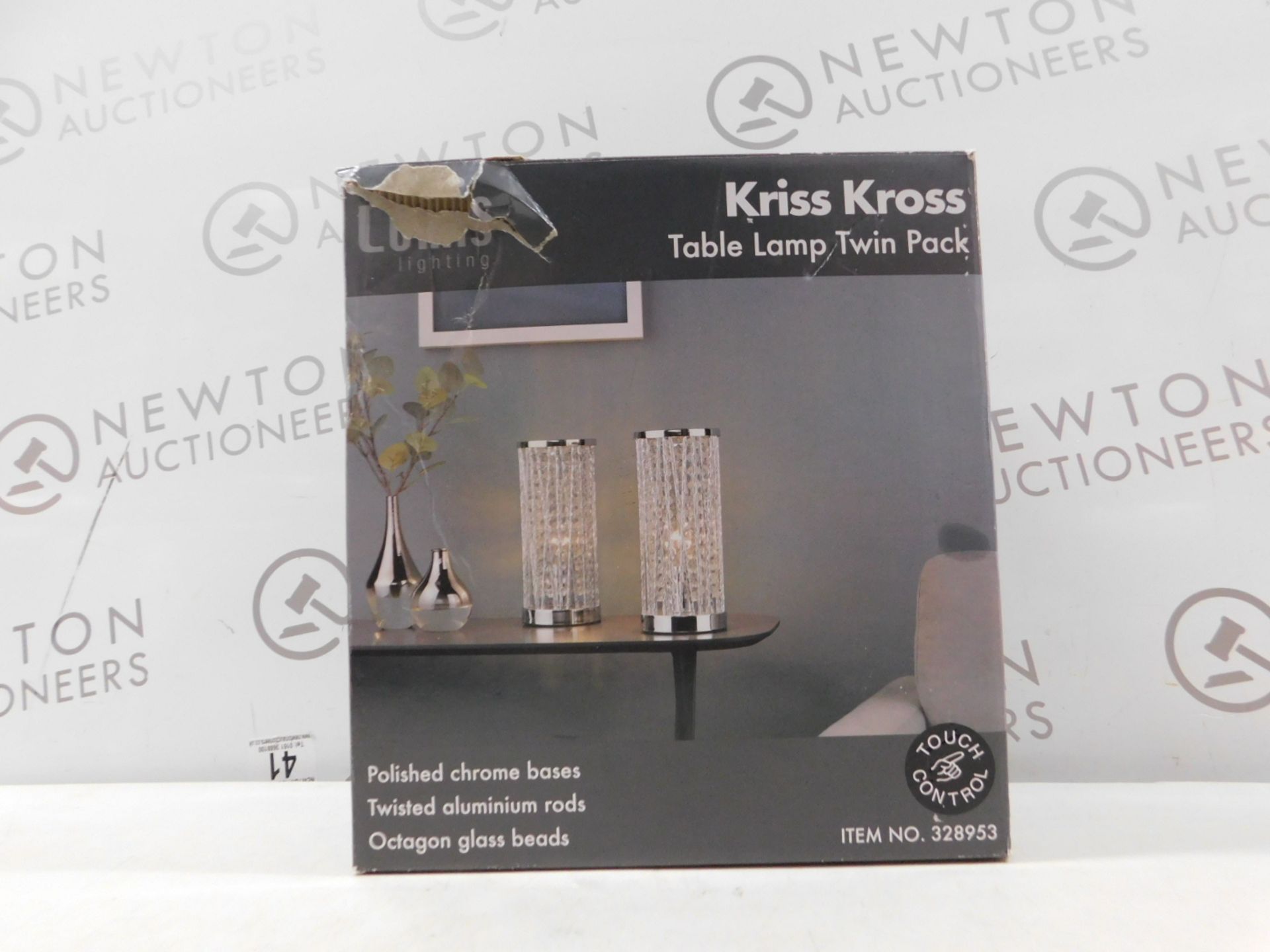 1 BOXED SET OF 2 LUMIS LIGHTING KRISS KROSS TABLE LAMPS RRP Â£39