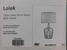 1 BOXED LOLEK SILVER GLASS DUAL LIGHT TABLE LAMP RRP Â£119