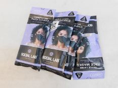 4 PACKS OF SOCIAL LAB TRIPLE LAYER REUSABLE FACE MASKS RRP Â£15