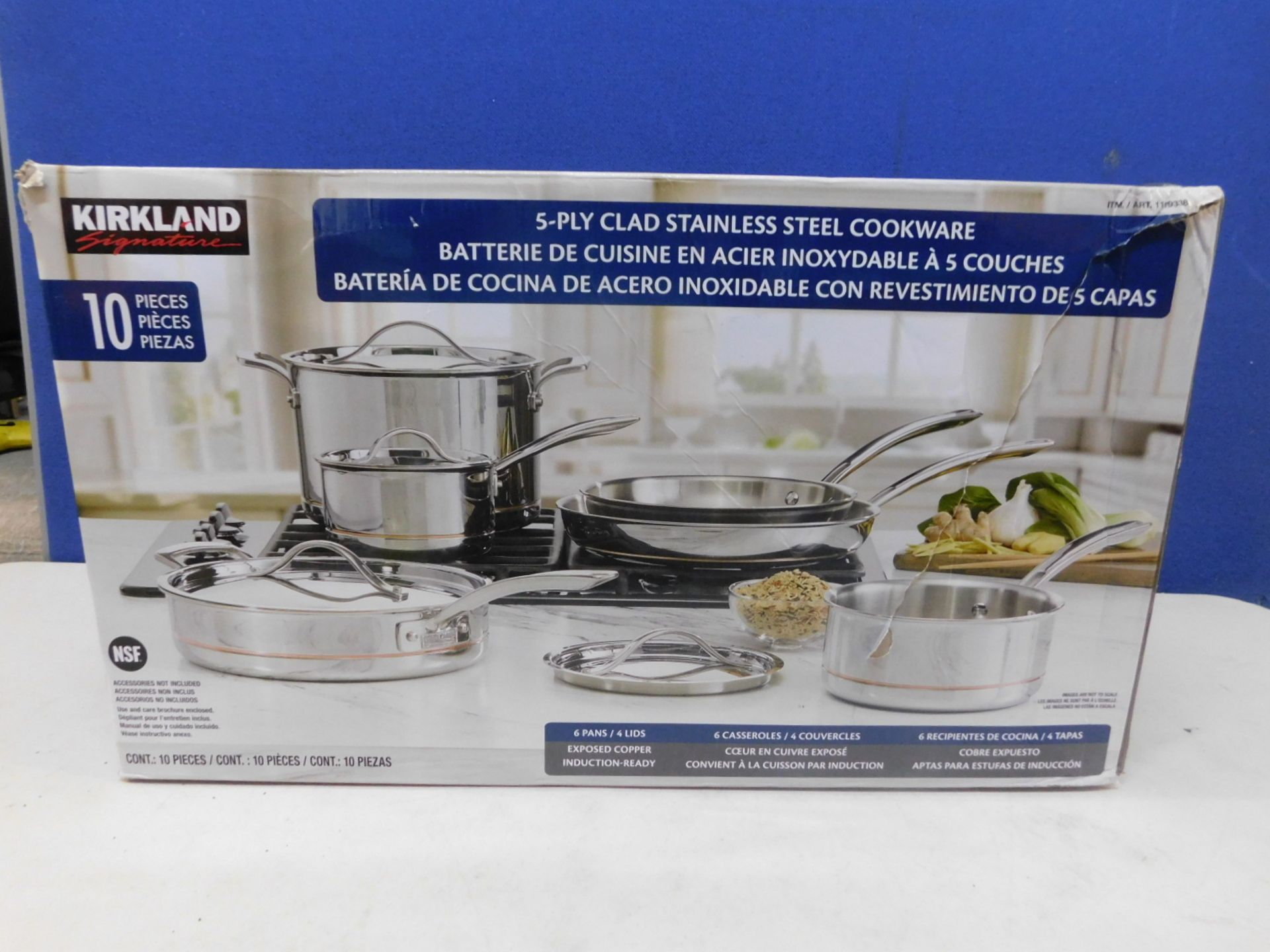 1 BOXED KIRKLAND SIGNATURE 10 PIECE (APPROX) TRI-PLY CLAD STAINLESS STEEL COOKWARE SET RRP Â£249.99