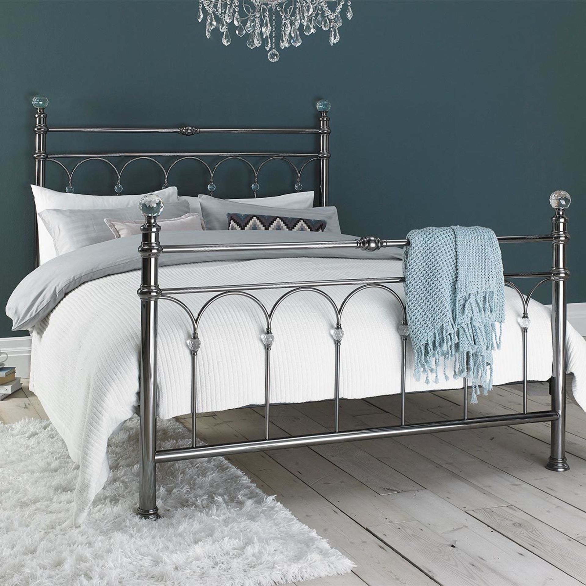 1 BENTLEY DOUBLE CRISTINA ANTIQUE NICKEL FINISH METAL BED FRAME RRP Â£349 (GENERIC IMAGE GUIDE)
