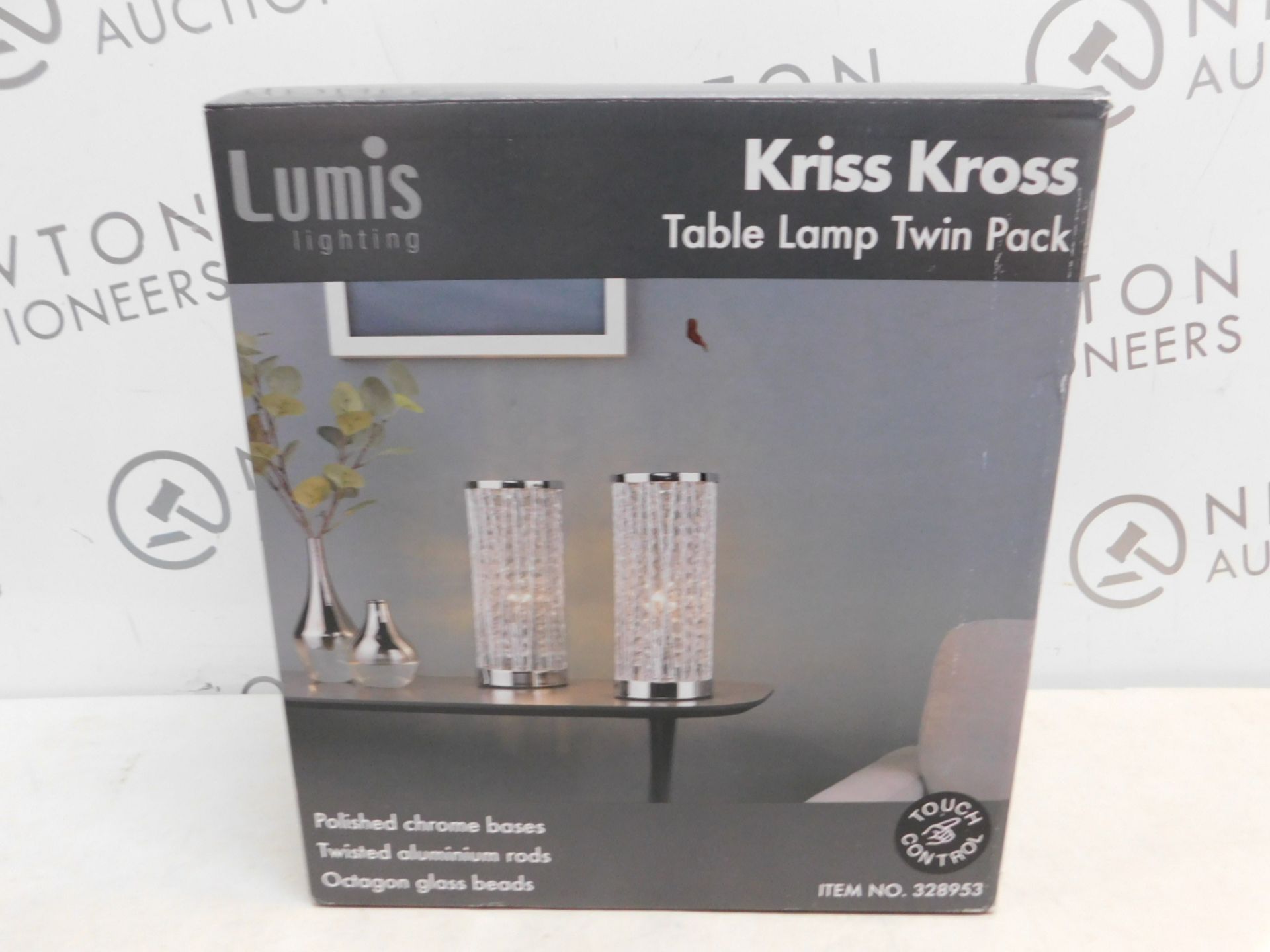 1 BOXED SET OF 2 LUMIS LIGHTING KRISS KROSS TABLE LAMPS RRP Â£39