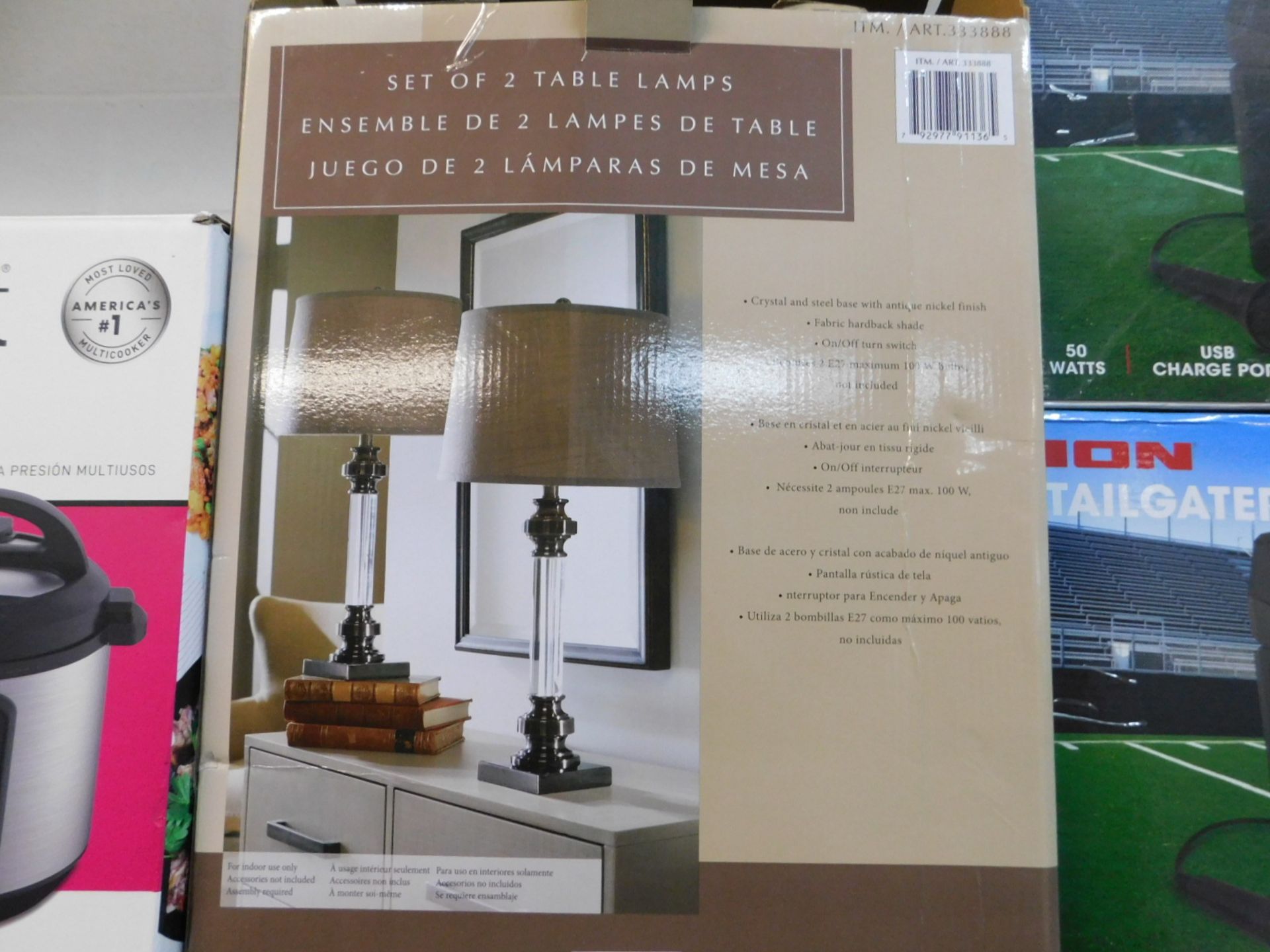 1 BOXED SET OF 2 CRYSTAL TABLE LAMPS RRP Â£49