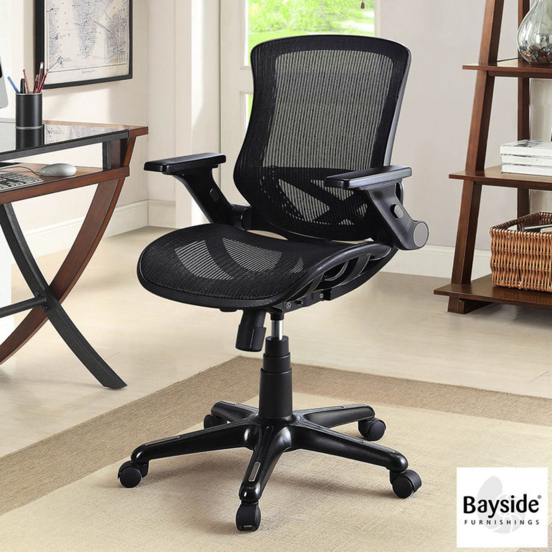 1 BAYSIDE FURNISHINGS METREX BLACK MESH OFFICE CHAIR RRP Â£129.99 ( PICTURES FOR ILLUSTRATION