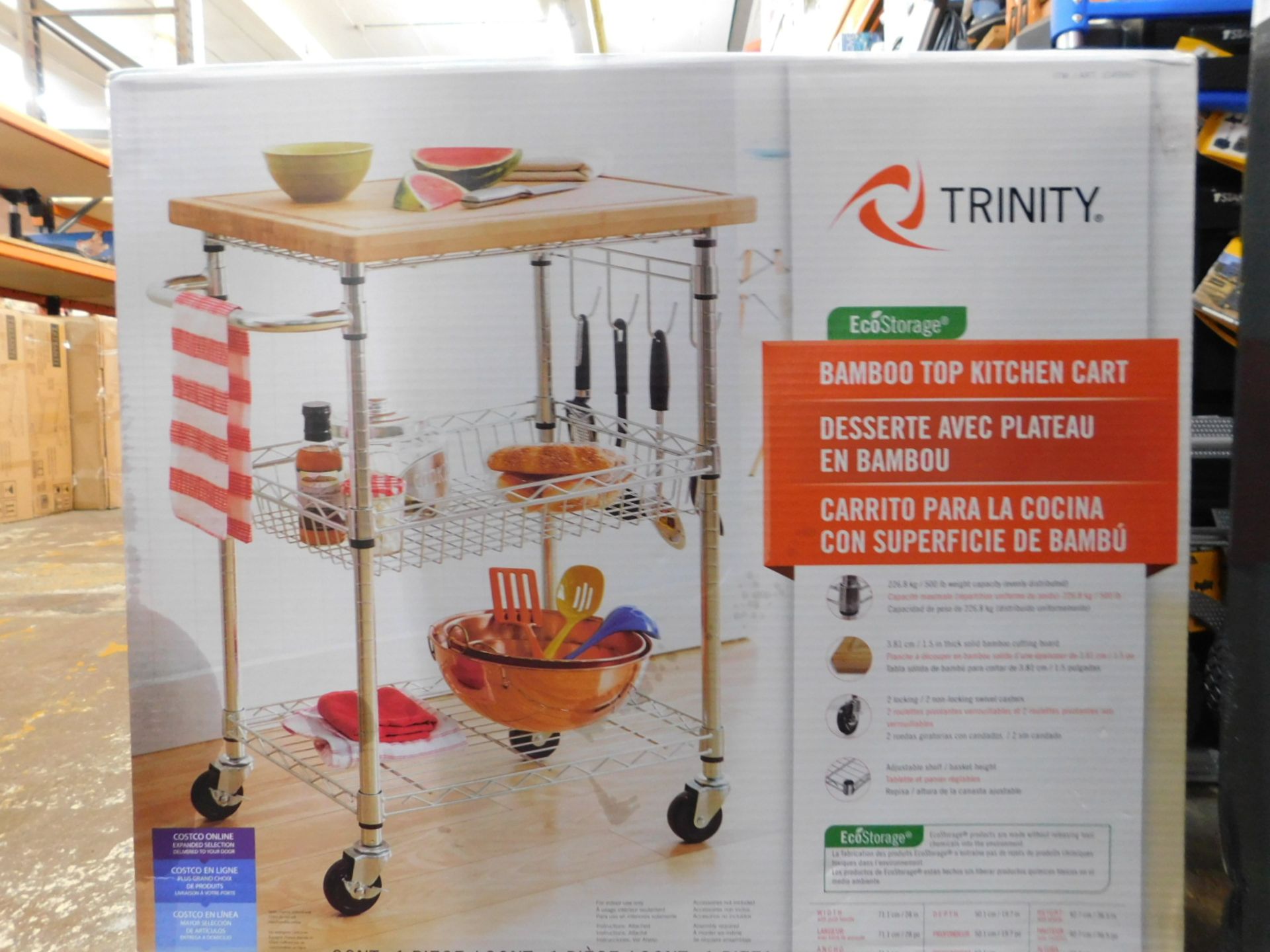 1 BOXED TRINITY ECOSTORAGE BAMBOO KITCHEN CART RRP Â£149