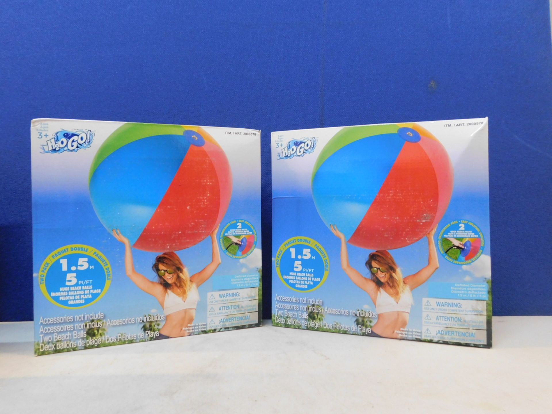1 SET OF 2 BRAND NEW BOXED SET OF 2 PACK BESTWAY 60" H2O GO INFLATABLE BEACH BALLS RRP Â£39.99