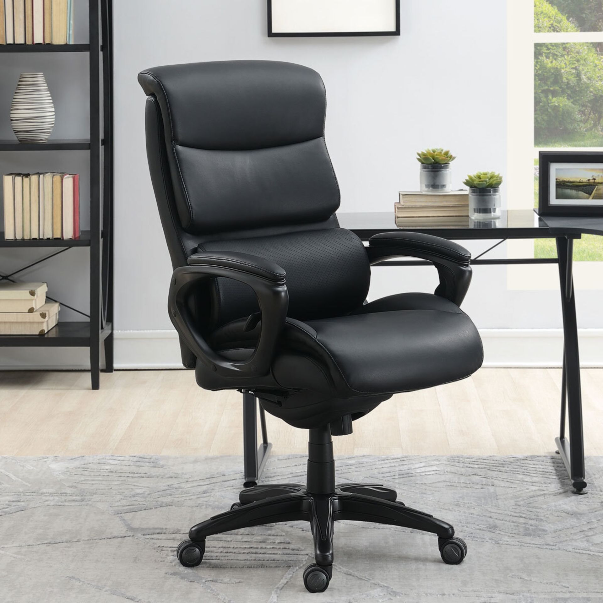 1 LA-Z-BOY AIR EXECUTIVE BLACK BONDED LEATHER OFFICE CHAIR RRP Â£299 (SPARES AND REPAIRS, MISSING