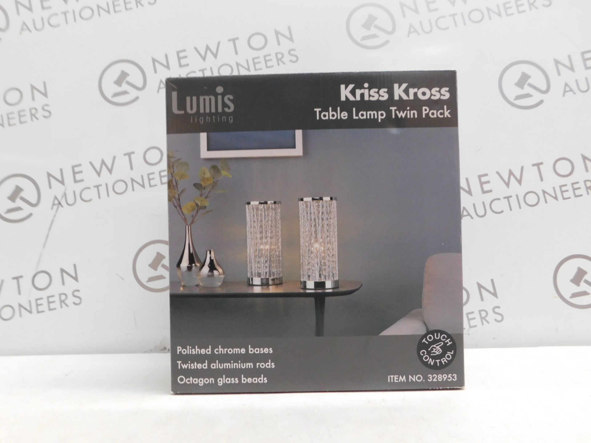 1 BOXED SET OF 2 LUMIS LIGHTING KRISS KROSS TABLE LAMPS RRP Â£39