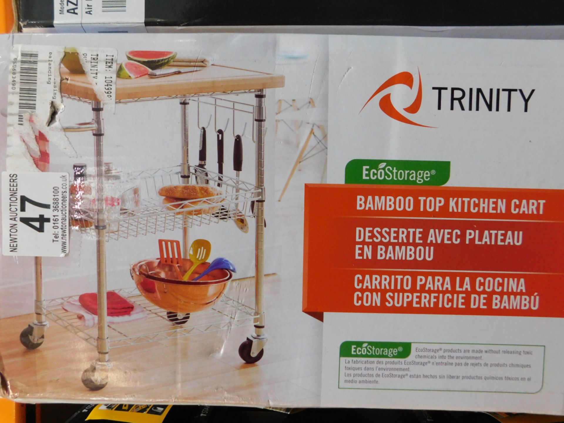 1 BOXED TRINITY ECOSTORAGE BAMBOO KITCHEN CART RRP Â£149