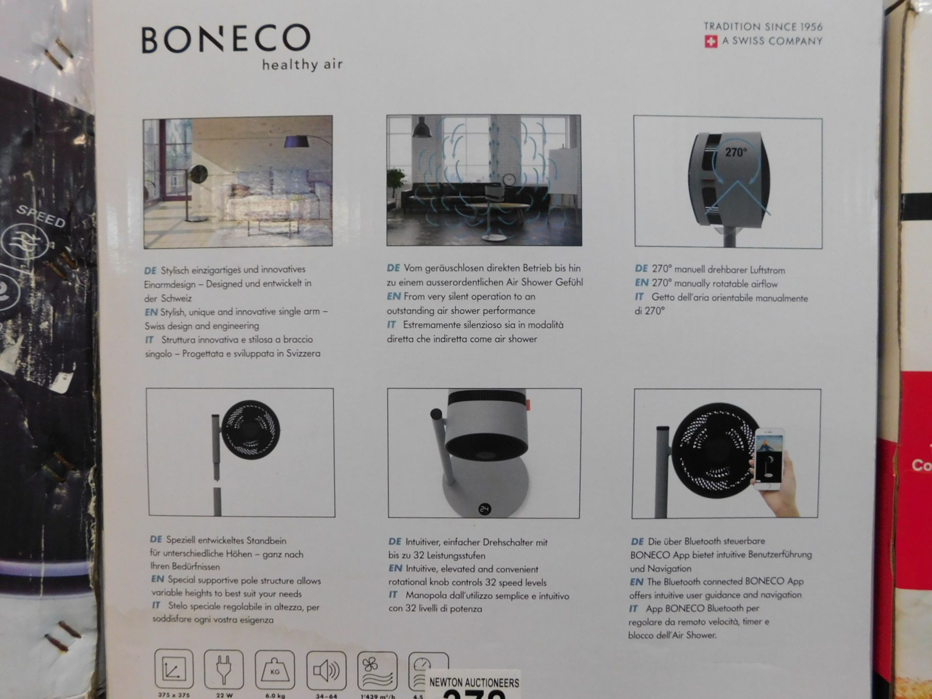 1 BOXED BONECO AIR SHOWER FAN F225 - DIGITAL WITH BLUETOOTH CONTROL RRP Â£249