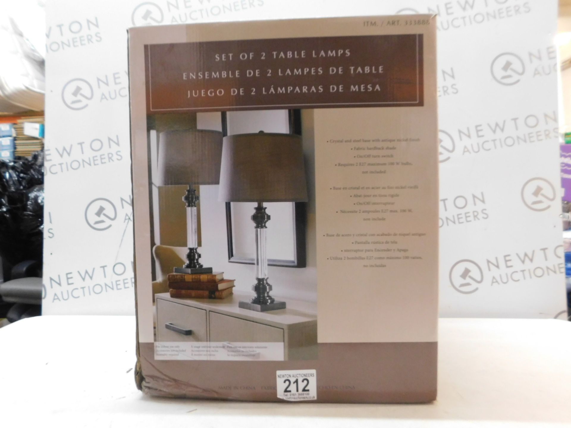 1 BOXED SET OF 2 CRYSTAL TABLE LAMPS RRP Â£49