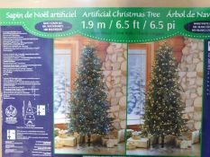 1 BOXED 6FT 6 INCHES (1.9M) PRE-LIT SLIM ASPEN ARTIFICIAL CHRISTMAS TREE WITH 450 COLOUR CHANGING
