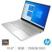 1 BOXED HP PAVILION 15-EH0009NA LAPTOP - 15.6IN FHD TOUCHSCREEN, AMD RYZEN 5, 8GB RAM, 256GB SSD WIT