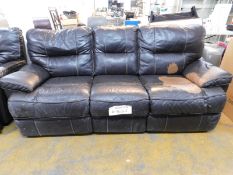 1 KUKA TOMLIN LEATHER POWER RECLINING 3 SEATER DARK BROWN SOFA RRP Â£899 (HAS MARKS AND WEAR,