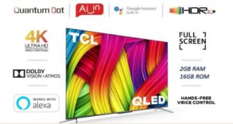 1 TCL 55C715 55" 4K QLED ANDROID TV WITH STAND AND REMOTE RRP Â£499 (WORKING)