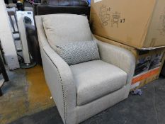 1 TRUE INNOVATIONS SYDNEY GREY FABRIC ACCENT CHAIR WITH ACCENT PILLOW RRP Â£229 (NO LEGS)