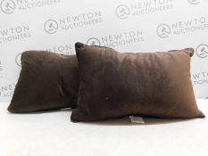 2 ARLEE HOME FASHIONS RECTANGLE VELVET LUXURIOUS BROWN REST SUPPORT CUSHIONS RRP Â£12.99