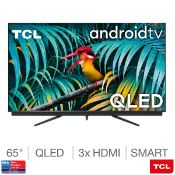 1 BOXED TCL 65C815K 65 INCH QLED 4K ULTRA HD ANDROID TV, SOUND BY ONKYO, WITH STAND AND REMOTE RRP