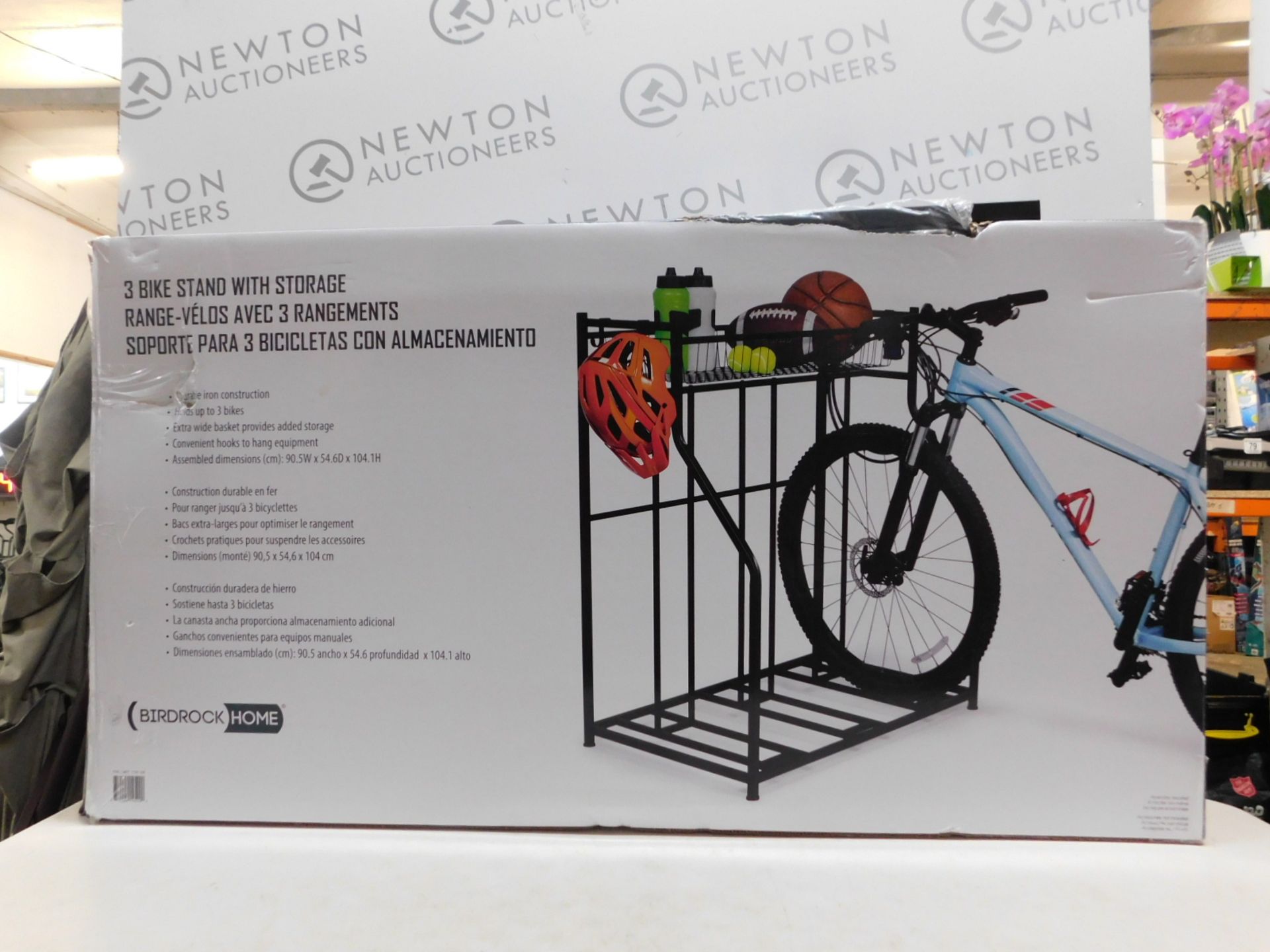 1 BOXED BIRDROCK HOME 3 BIKE STAND RACK WITH STORAGE RRP Â£99