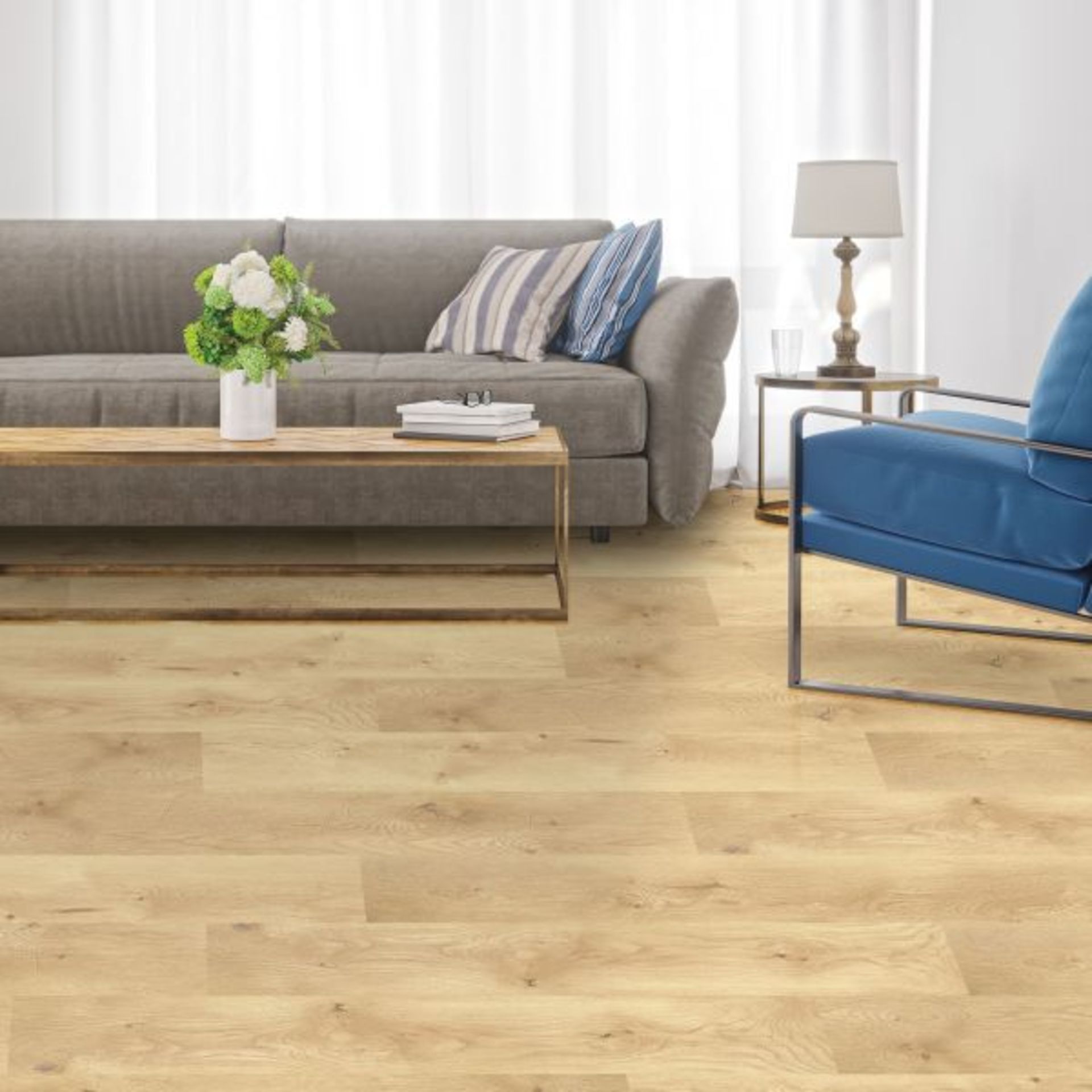 1 BOXED GOLDEN SELECT HAVANA (LIGHT OAK) LAMINATE FLOORING WITH FOAM UNDERLAY - (COVERS