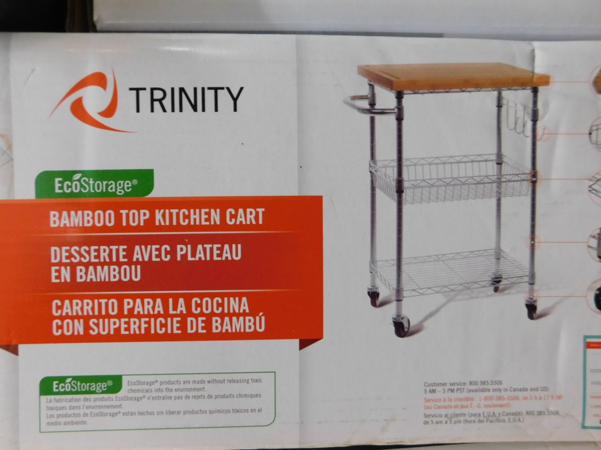 1 BOXED TRINITY ECOSTORAGE BAMBOO KITCHEN CART RRP Â£149