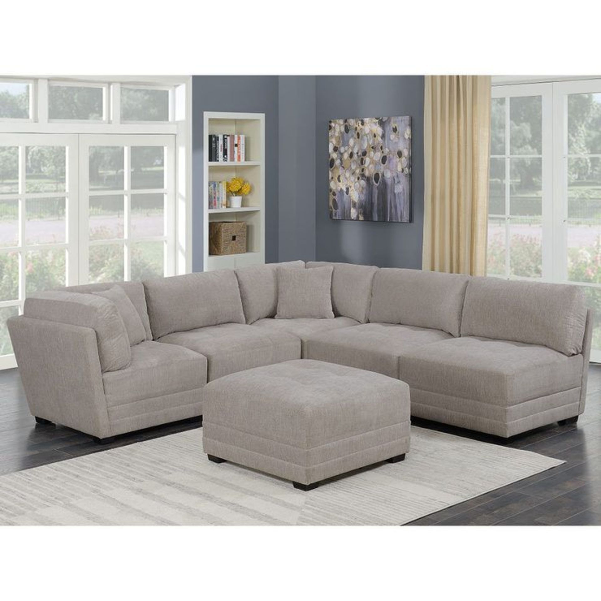 1 MSTAR INTERNATIONAL 6-PIECE MODULAR FABRIC GREY DESIGNER SOFA RRP Â£1099 (PICTURES FOR