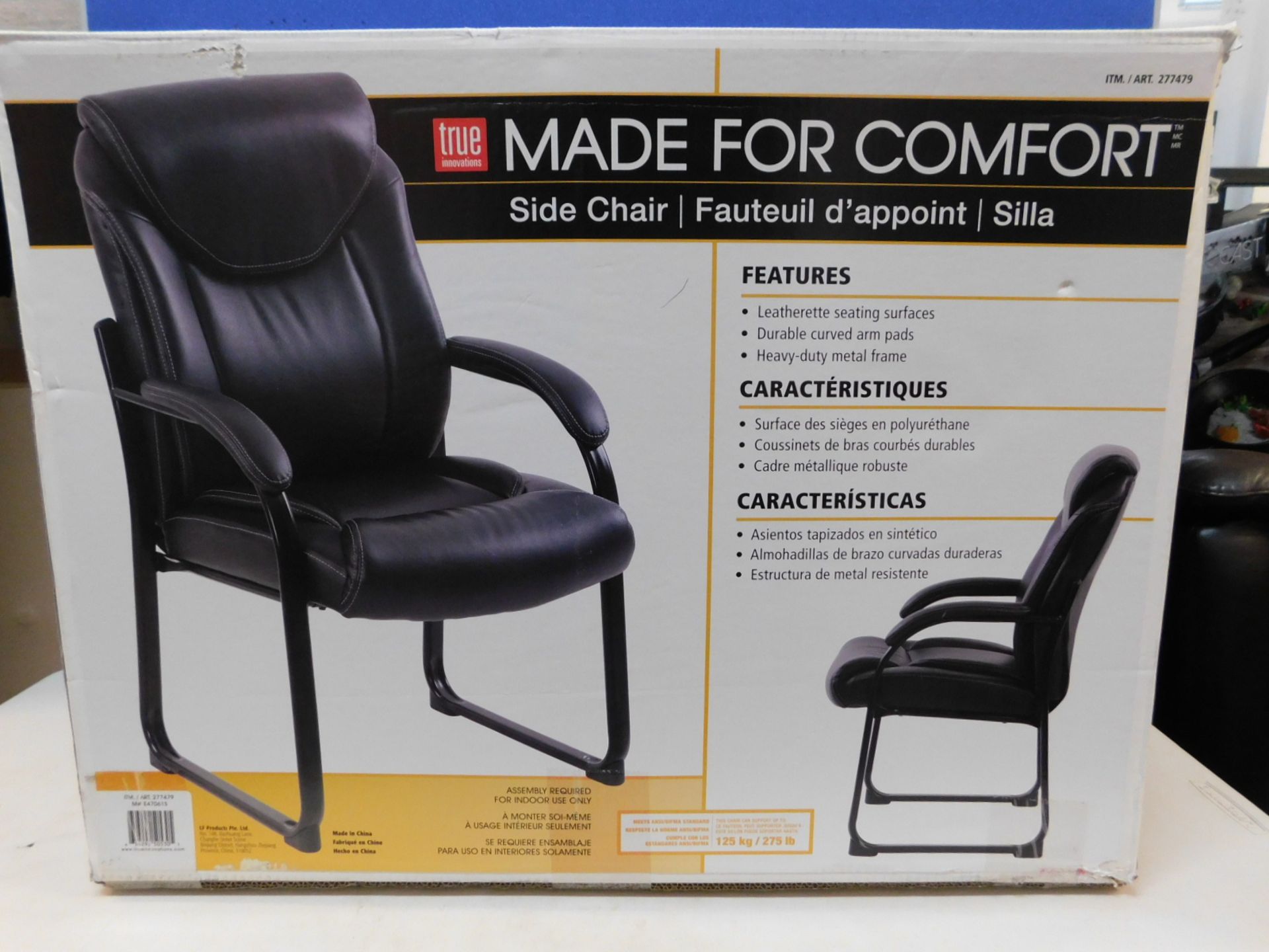 1 BOXED TRUE INNOVATIONS BLACK BONDED LEATHER OFFICE GUEST CHAIR RRP Â£119.99