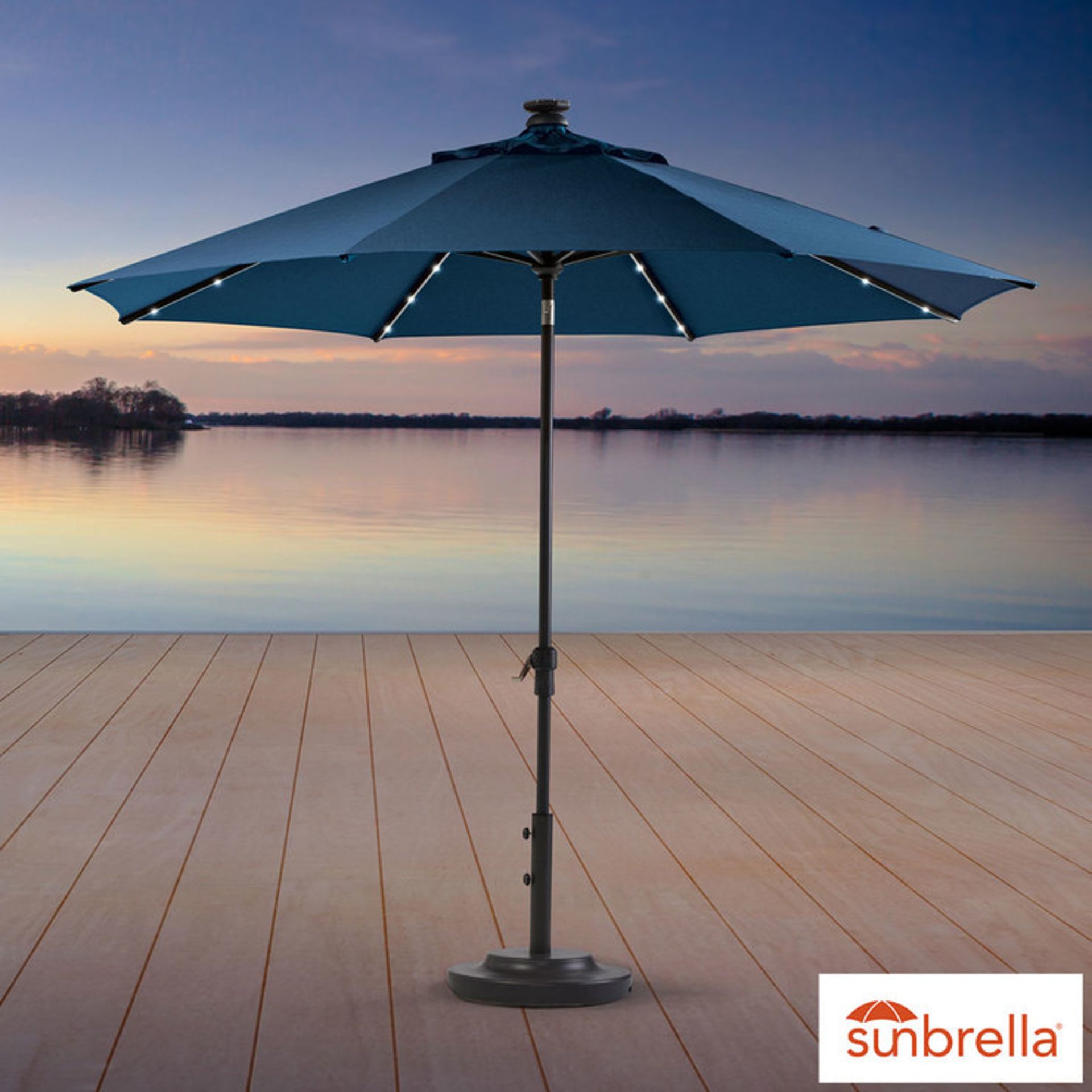 1 ACTIVA PROSHADE 10FT (3.05M) MARKET SOLAR POWERED 40 LED UMBRELLA BLUE RRP Â£219 (PICTURES FOR