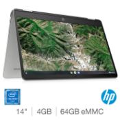 1 BOXED HP CHROMEBOOK X360 14A-CA0005NA LAPTOP, INTEL CELERON PROCESSOR, 4GB RAM, 64GB EMMC STORAGE,