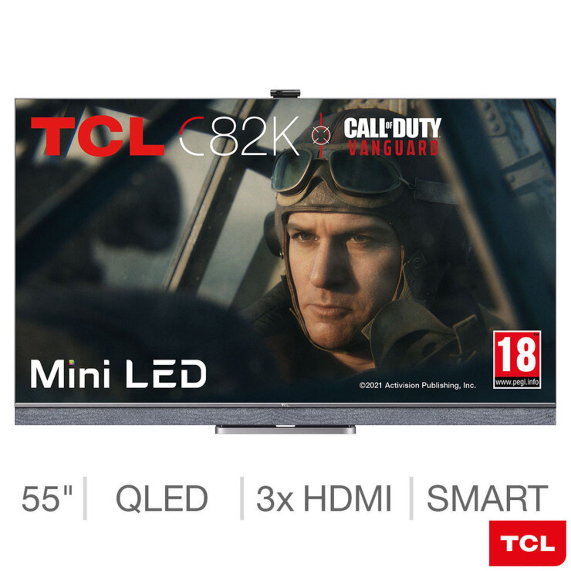 1 BOXED TCL 55C826K 55 INCH MINI LED QLED 4K ULTRA HD SMART ANDROID TV WITH REMOTE AND STAND RRP Â£