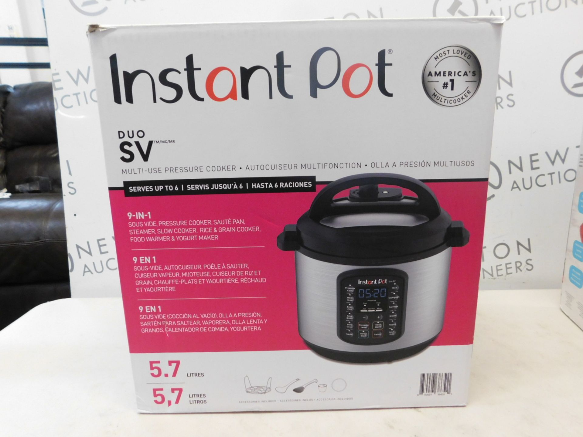 1 BOXED INSTANT POT DUO SV 9 IN 1 ELECTRIC PRESSURE COOKER 5.7L RRP Â£115