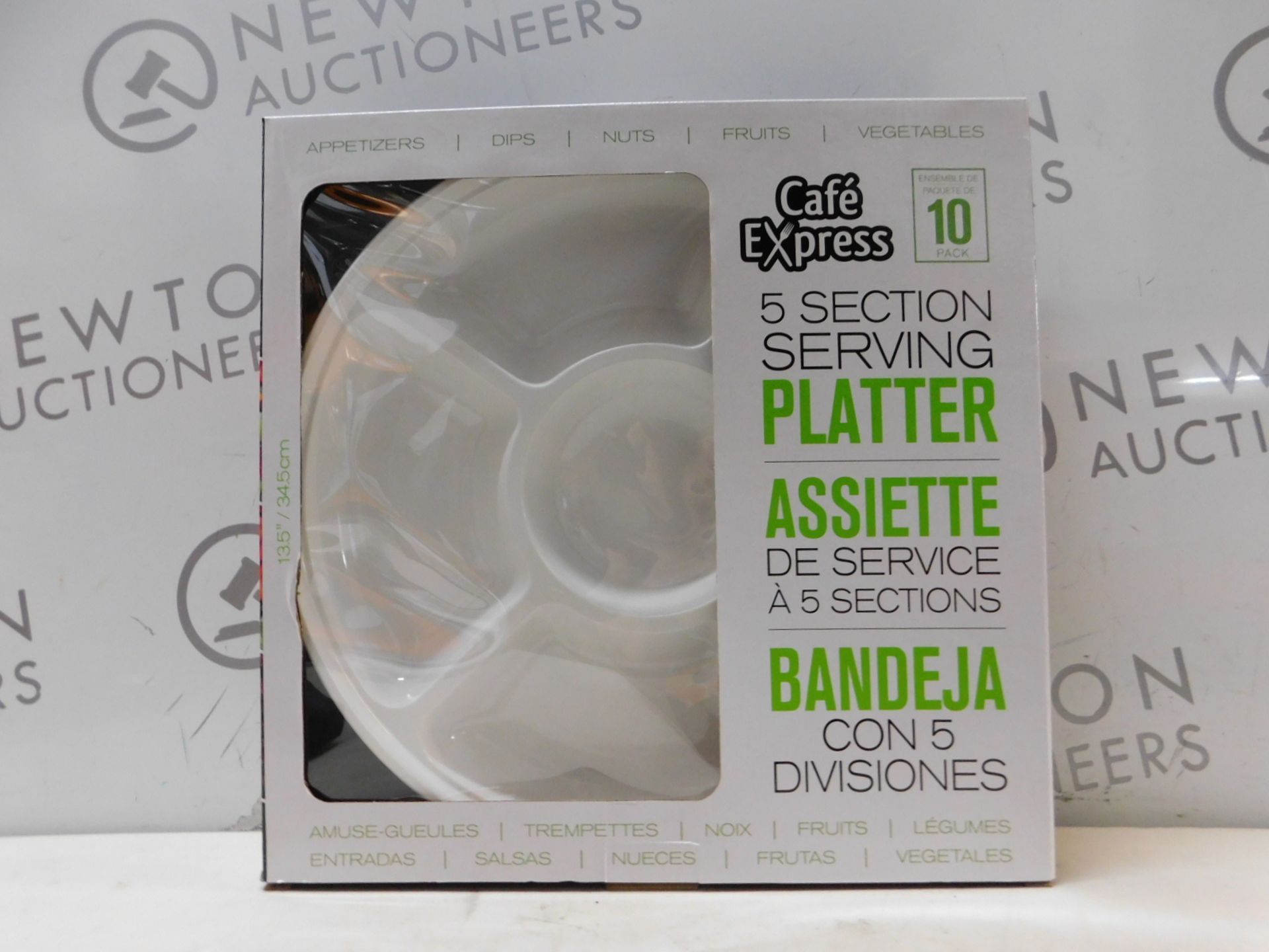 1 BRAND NEW BOXED CAFE EXPRESS 10PK WHITE PLASTIC 5 SECTION SERVING PLATTER RRP Â£14.99