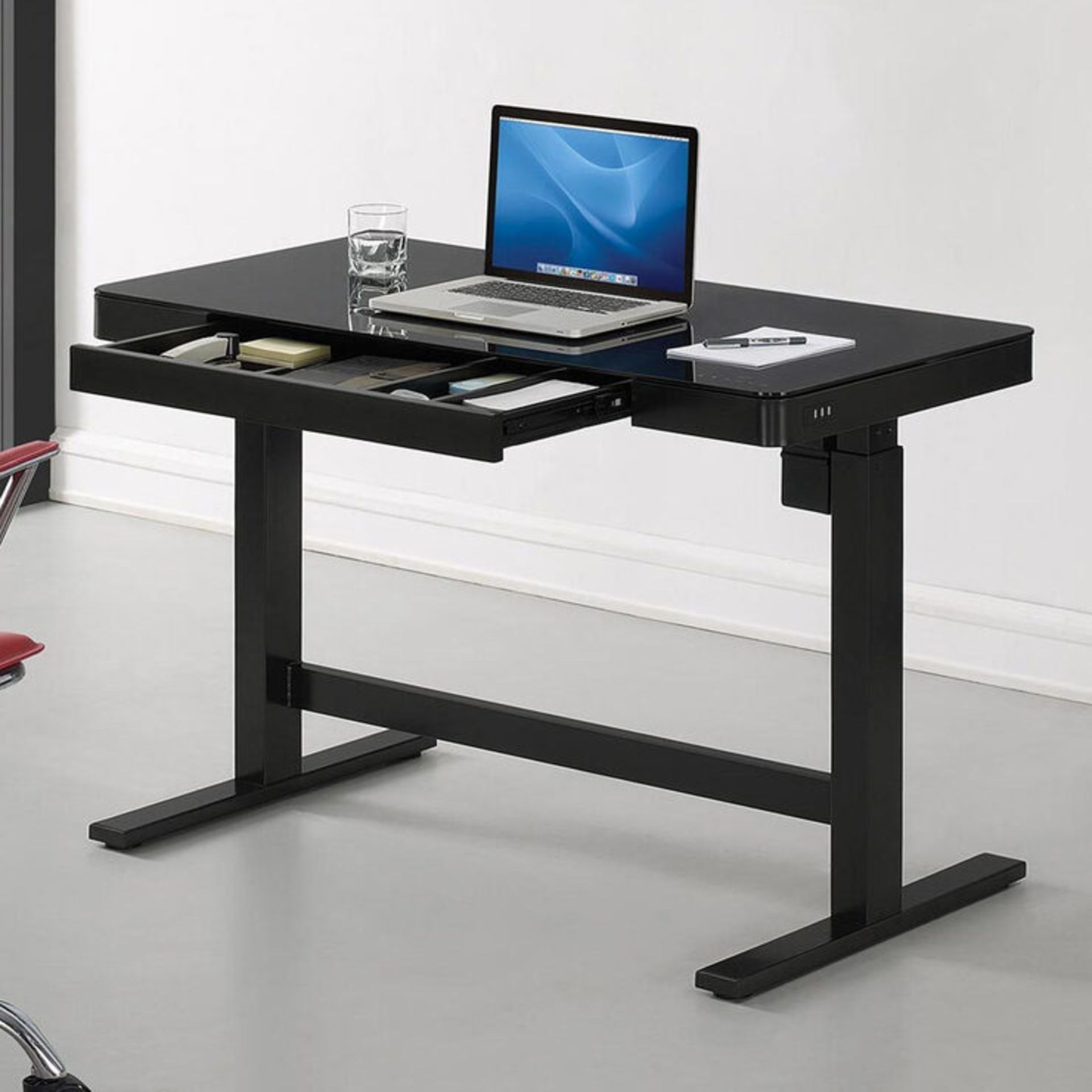 1 TRESANTI TWIN-STAR POWER ADJUSTABLE BLACK TECH DESK RRP Â£299 (PICTURES FOR ILLUSTRATION