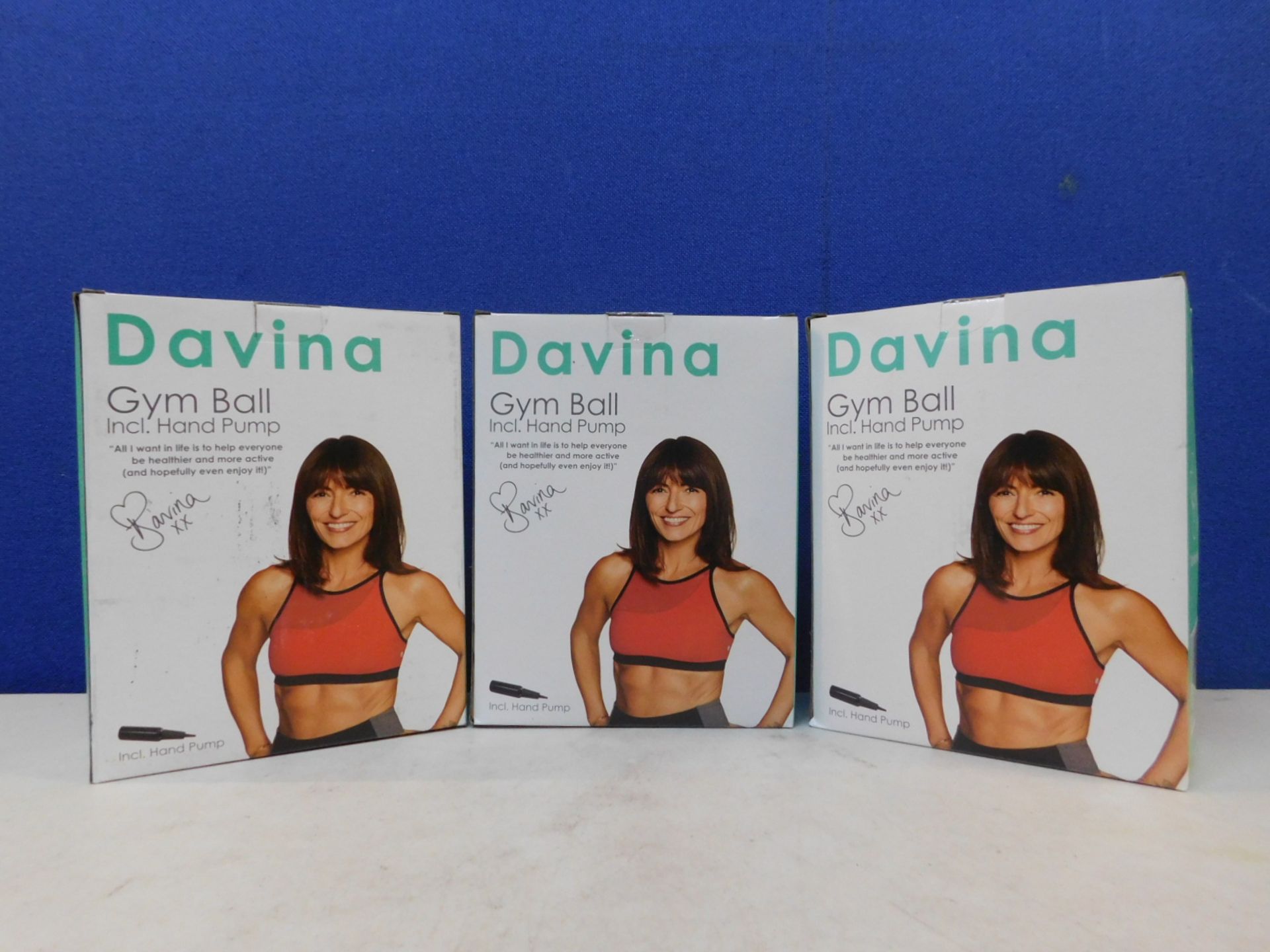 1 SET OF 3 BRAND NEW BOXED DAVINA GYM BALLS RRP Â£39