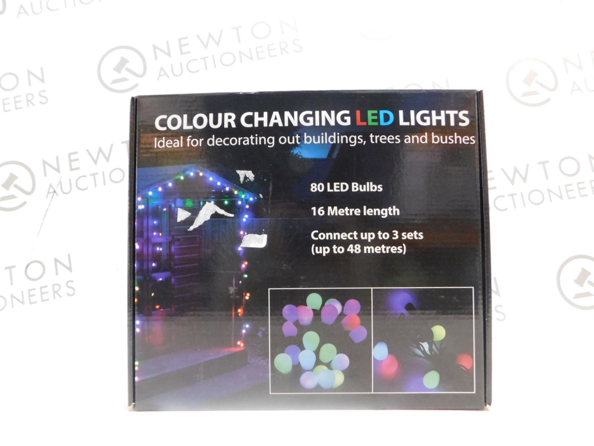 1 BOXED LIGHTS4YOU 52FT (16M) 80 LARGE BULBS LED COLOUR CHANGING OUTDOOR STRING LIGHTS RRP Â£54.99